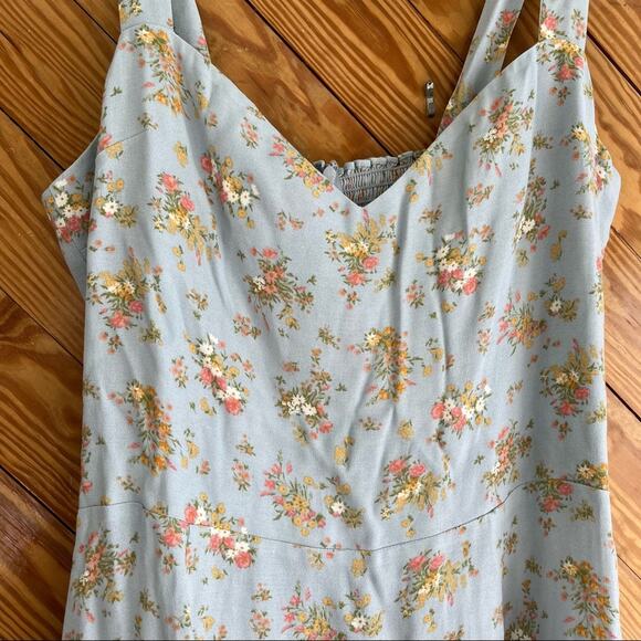 Reformation Humphrey Floral Print Mini Dress Grazia Blue - Picture 7 of 10